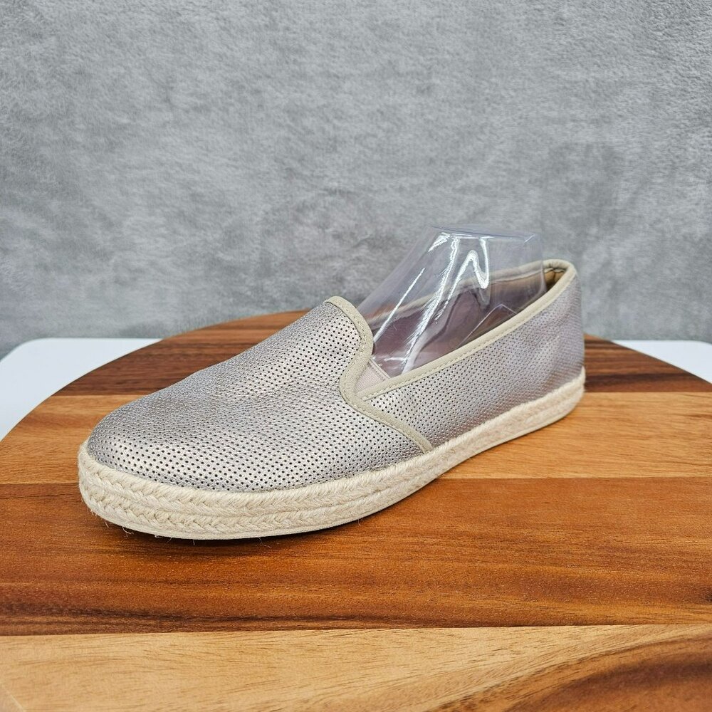 Clarks Azella Theoni Slip On Loafers 11 W Metallic Gold Perforated Suede Leather